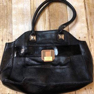 Guess hobo shoulder purse black gold accent